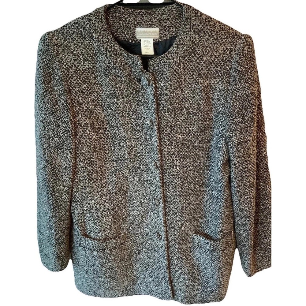 Coldwater Tweed Blazer Jacket M Covered Buttons Lined Medium Shoulder Pads